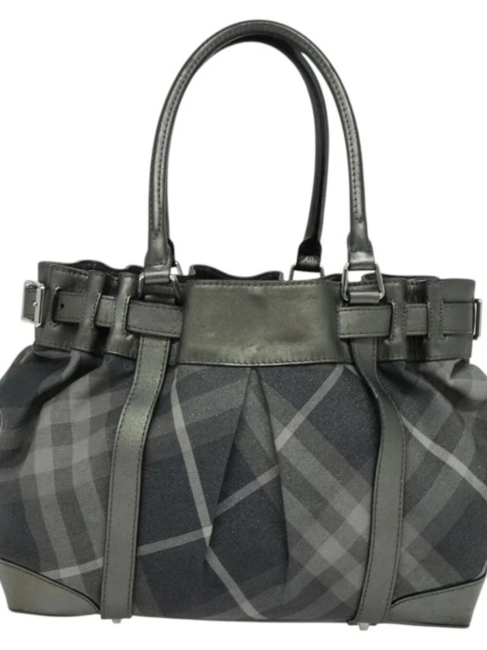 BURBERRY Tote Bag Canvas Black Silver Auth am8188 - Picture 3 of 16